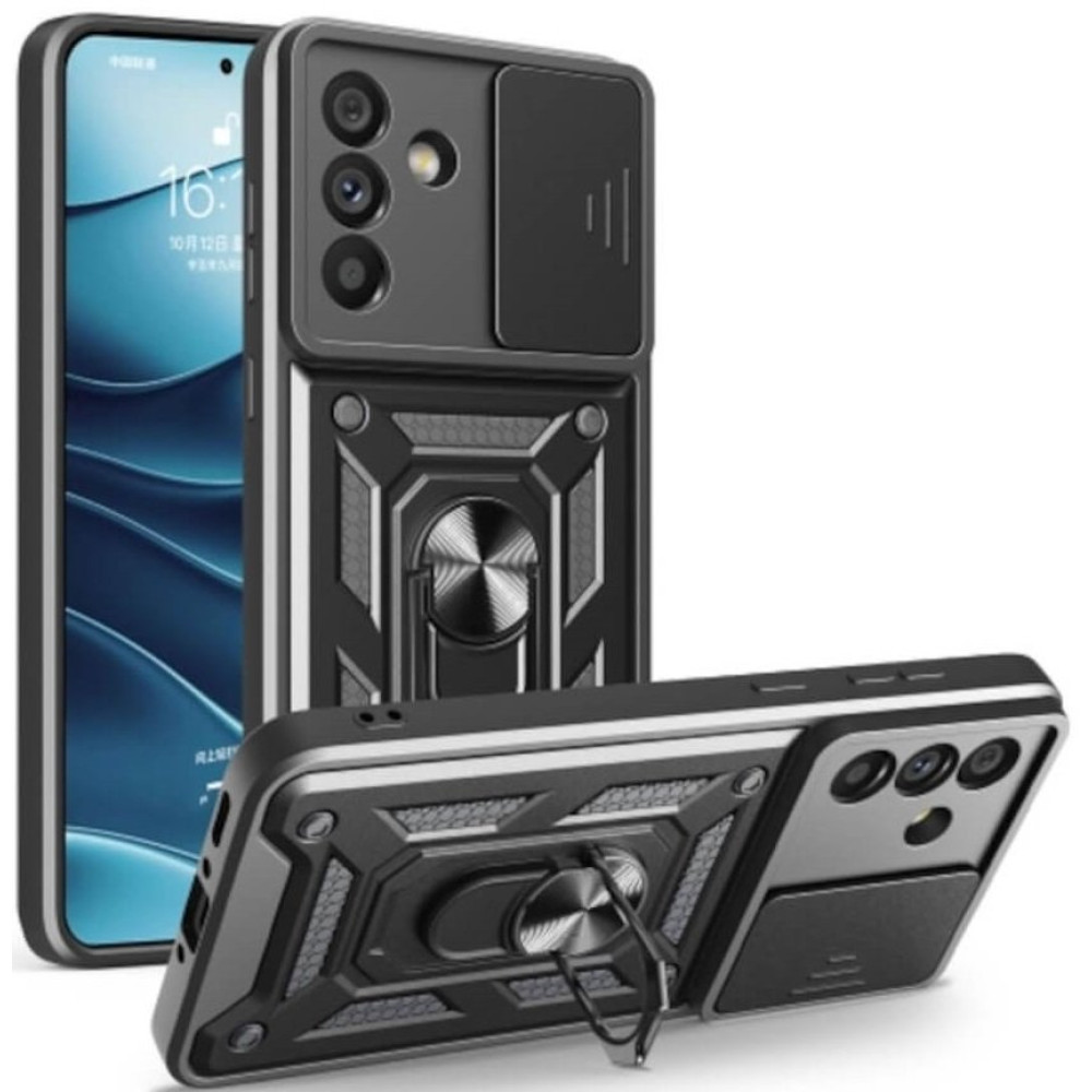 Θήκη Samsung Galaxy A56 Bodycell Armor Slide Ανθεκτική με Κάλυμμα για την Κάμερα & Μεταλλικό Ring Holder - Black (5206015080913)
