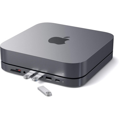 Satechi Stand Hub Βάση Αλουμινίου για Mac Mini 2023 / M1 2020 / 2018 / Mac Studio 2023 / 2022 Με Θύρες 1 x Type-C / 3 x USB-A / 1 x 3.5mm Jack / 1 x SD & Micro SD - Space Gray (ST-ABHFM)