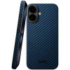 Θήκη iPhone 16 Plus Nekit Fiber Σκληρή με MagSafe Aramid Fiber 1mm 1500D Kevlar - Blue (8719246469572)