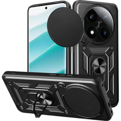 Θήκη Xiaomi Redmi Note 14 Pro Plus 5G Bodycell Armor Slide Ανθεκτική με Κάλυμμα για την Κάμερα & Μεταλλικό Ring Holder - Black (5206015081156)