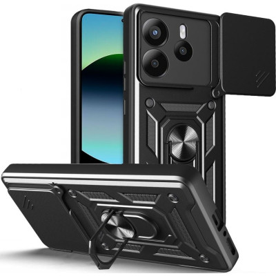 Θήκη Xiaomi Redmi Note 14 5G Bodycell Armor Slide Ανθεκτική με Κάλυμμα για την Κάμερα & Μεταλλικό Ring Holder - Black (5206015081064)