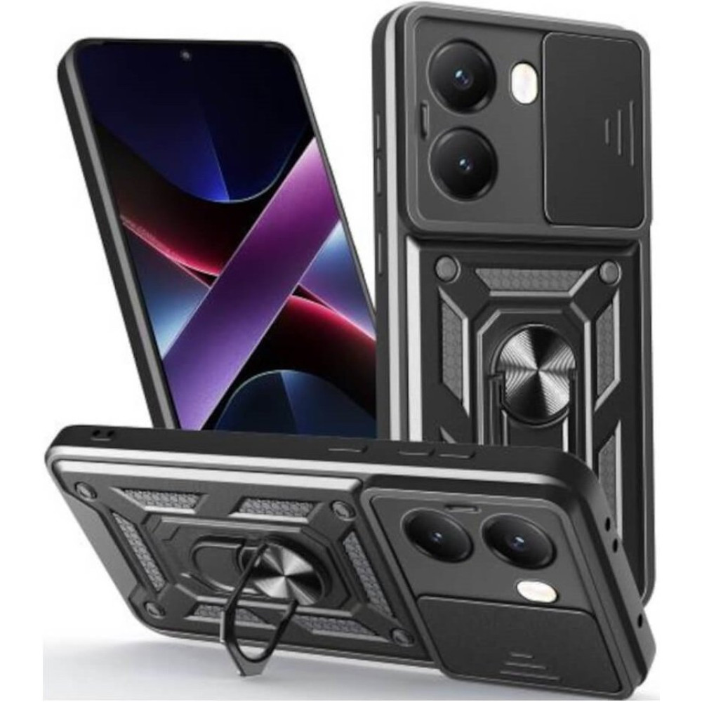 Θήκη Xiaomi Poco X7 Pro Bodycell Armor Slide Ανθεκτική με Κάλυμμα για την Κάμερα & Μεταλλικό Ring Holder - Black (5206015081187)