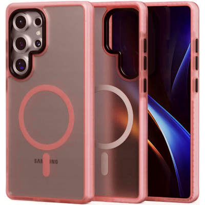 Θήκη Samsung Galaxy S25 Ultra Spacecase Hybrid Fusion Mag Ημιδιάφανη Σκληρή με MagSafe - Pink (5905719114329)