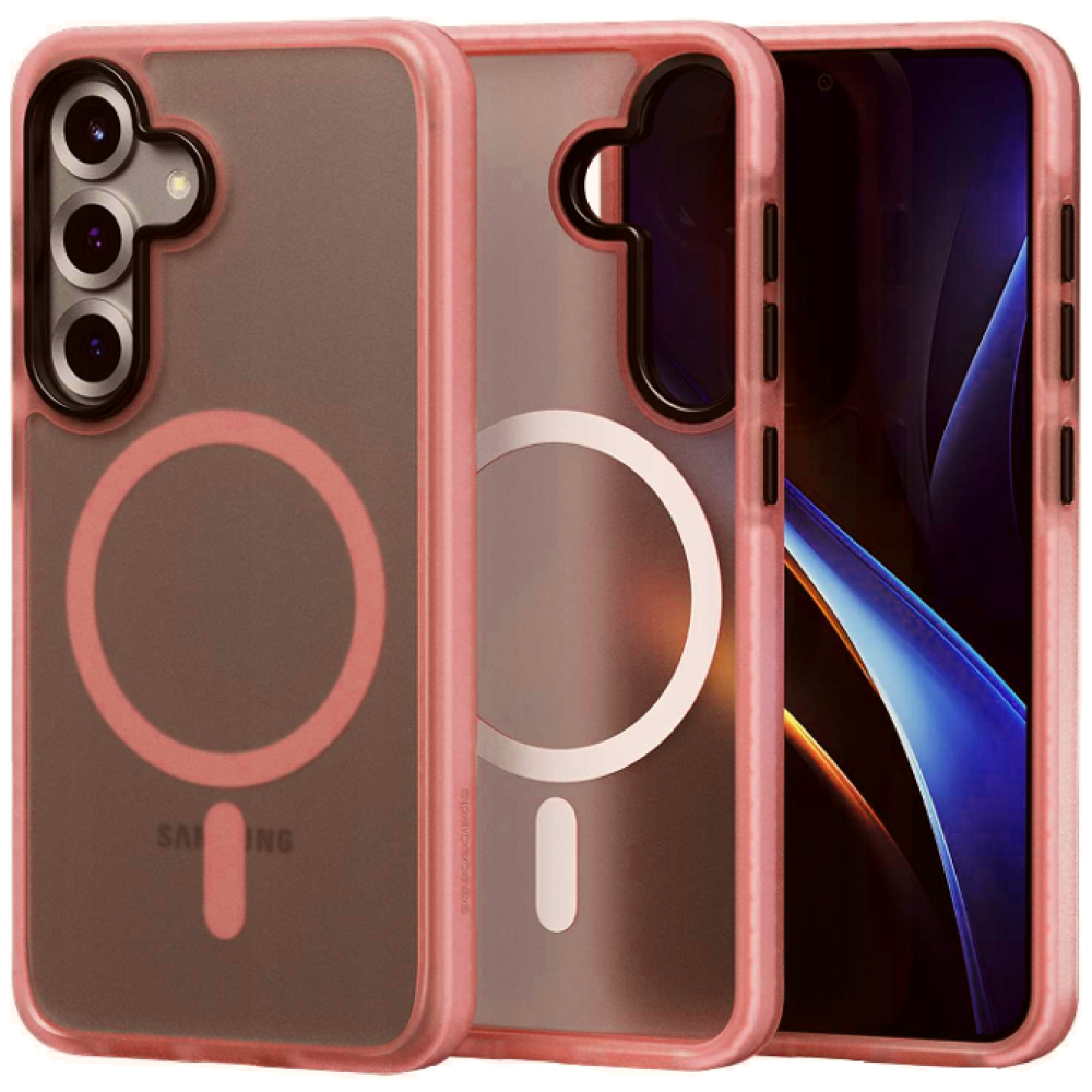 Θήκη Samsung Galaxy S25 Spacecase Hybrid Fusion Mag Ημιδιάφανη Σκληρή με MagSafe - Pink (5905719114268)