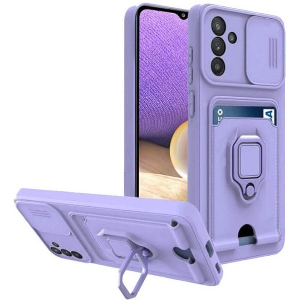 Θήκη Samsung Galaxy S24 FE Bodycell Multifunction με Λουράκι Λαιμού / Κάλυμμα Κάμερας / Ring Holder & Υποδοχή Κάρτας - Purple (5206015081675)