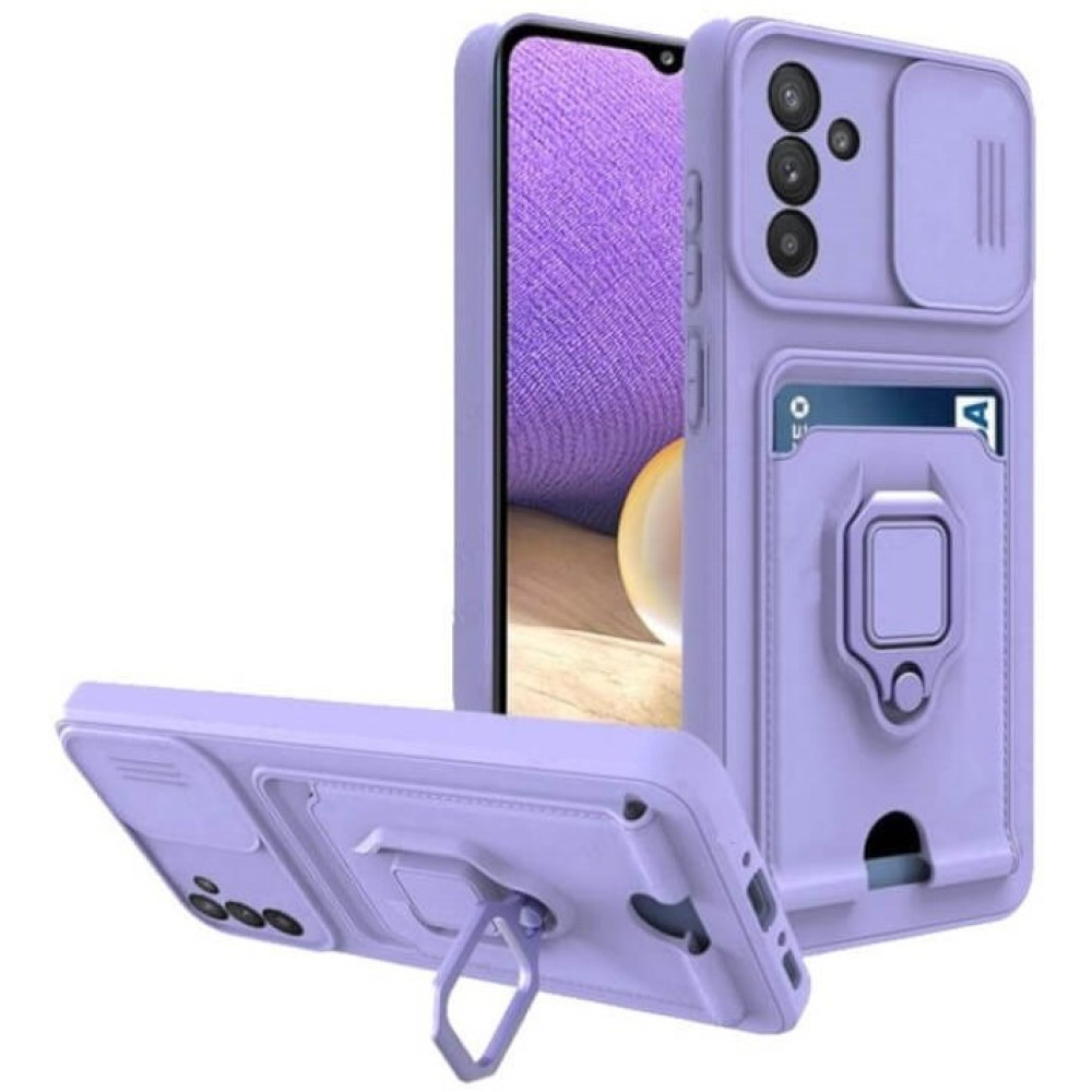 Θήκη Samsung Galaxy A56 Bodycell Multifunction με Λουράκι Λαιμού / Κάλυμμα Κάμερας / Ring Holder & Υποδοχή Κάρτας - Purple (5206015081644)