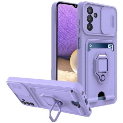Θήκη Samsung Galaxy A25 Bodycell Multifunction με Λουράκι Λαιμού / Κάλυμμα Κάμερας / Ring Holder & Υποδοχή Κάρτας - Purple (5206015081552)
