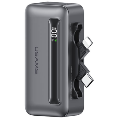 PowerBank Usams Dual Port με Ψηφιακή Οθόνη LED & 1 x Type-C / 1 x Lightning 4.500mAh 20W - Tarnish (6958444992273)