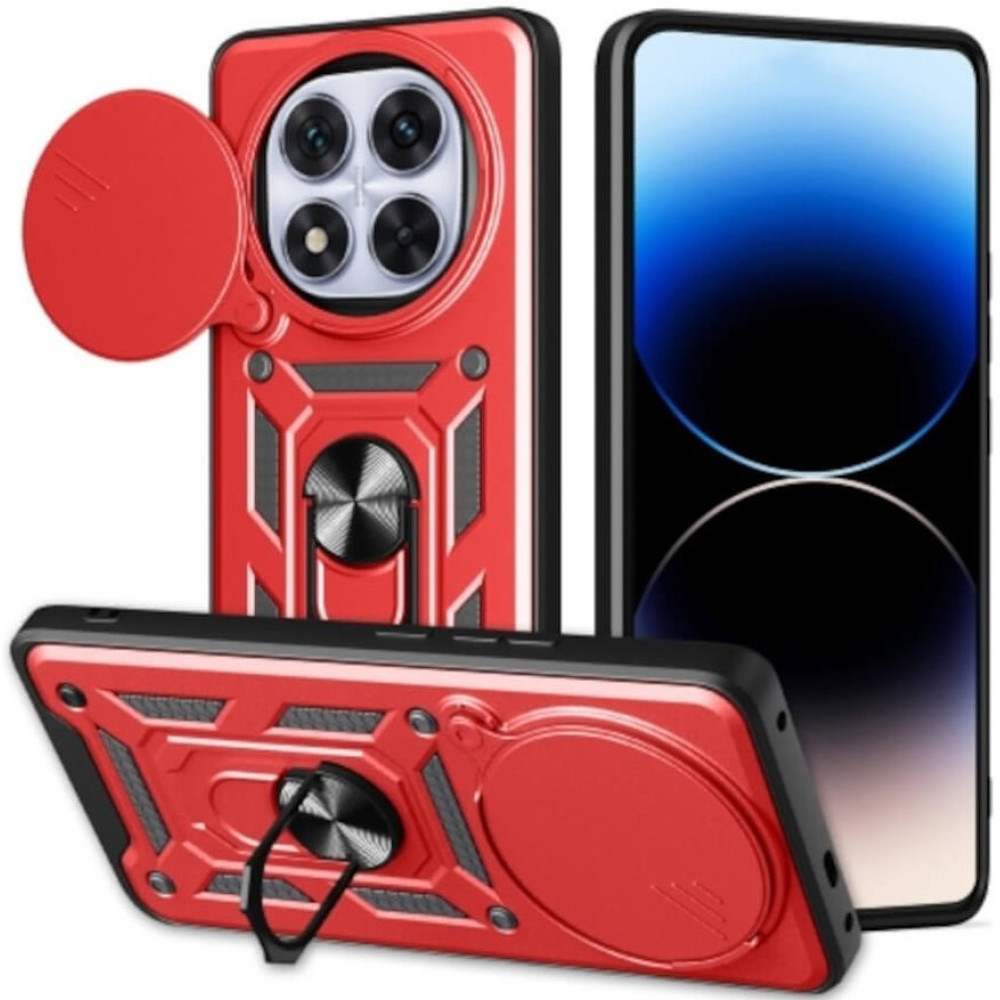 Θήκη Xiaomi Redmi Note 14 Pro Plus 5G Bodycell Armor Slide Ανθεκτική με Κάλυμμα για την Κάμερα & Μεταλλικό Ring Holder - Red (5206015081163)