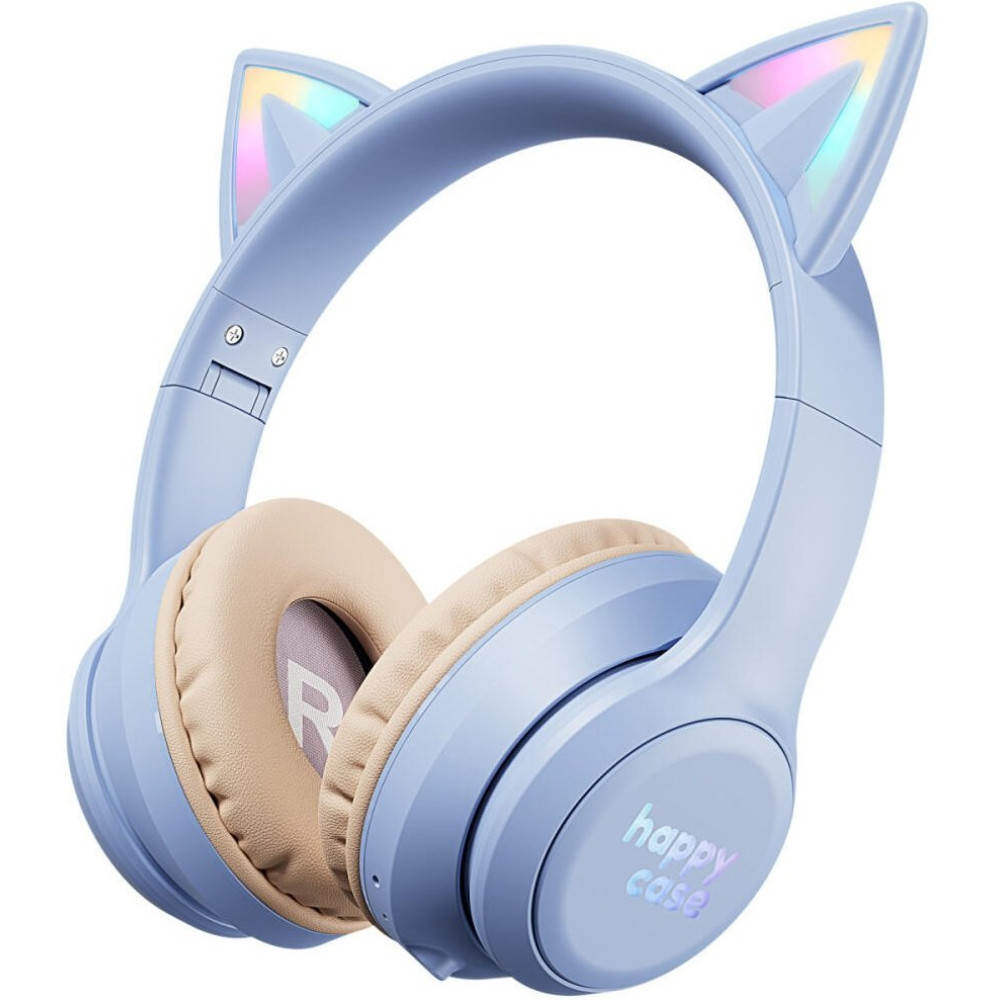 Bluetooth Ακουστικά HappyCase Popz Ασύρματα / Ενσύρματα Κεφαλής για Παιδιά με Ασφαλή Μέγιστη Ένταση Ήχου & LED Φωτισμό - Purple (8719246468735)