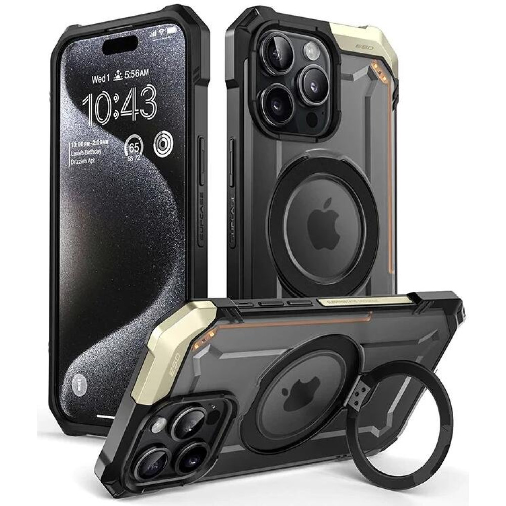 Θήκη iPhone 15 Pro Max Supcase Unicorn Beetle Defender Ανθεκτική Διάφανη με MagSafe / Αντιστατική Προστασία & KickStand - Black (843439139589)