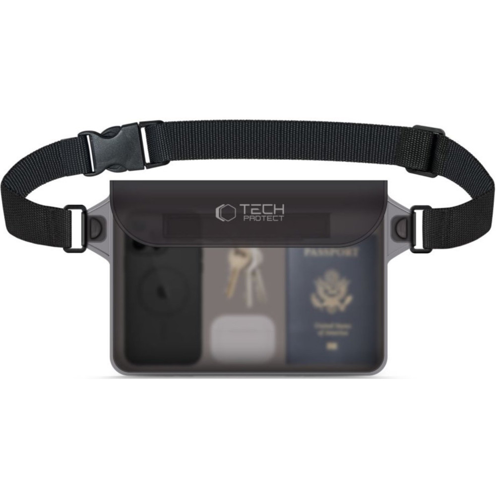 Universal Αδιάβροχη Θήκη Tech-Protect UWP10 Τσάντα Μέσης για Κινητά / Tablet έως 10" - Black / Clear (5906302310227)