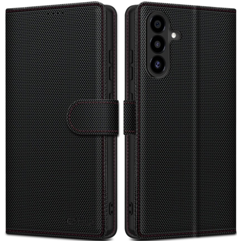 Θήκη Samsung Galaxy A56 Tech-Protect Wallet RS Πορτοφόλι από Οικολογικό Δέρμα - Black / Red (5906302362592)