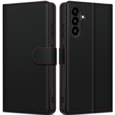 Θήκη Samsung Galaxy A56 Tech-Protect Wallet RS Πορτοφόλι από Οικολογικό Δέρμα - Black / Red (5906302362592)