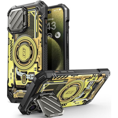 Θήκη iPhone 15 Pro Max Supcase Unicorn Beetle XT Mag Ανθεκτική MagSafe με Μεταλλικό Κάλυμμα για την Κάμερα - Yellow Circuit (843439142862)