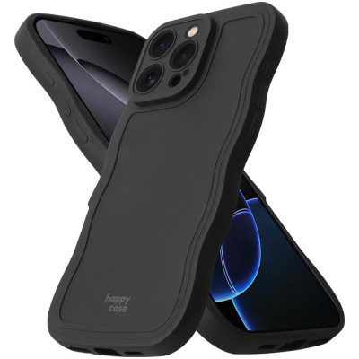 Θήκη iPhone 16 Pro Max HappyCase Wavy Σιλικόνης - Black (8719246471605)