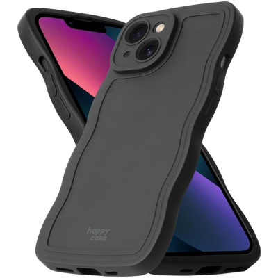 Θήκη iPhone 13 HappyCase Wavy Σιλικόνης - Black (8719246474576)