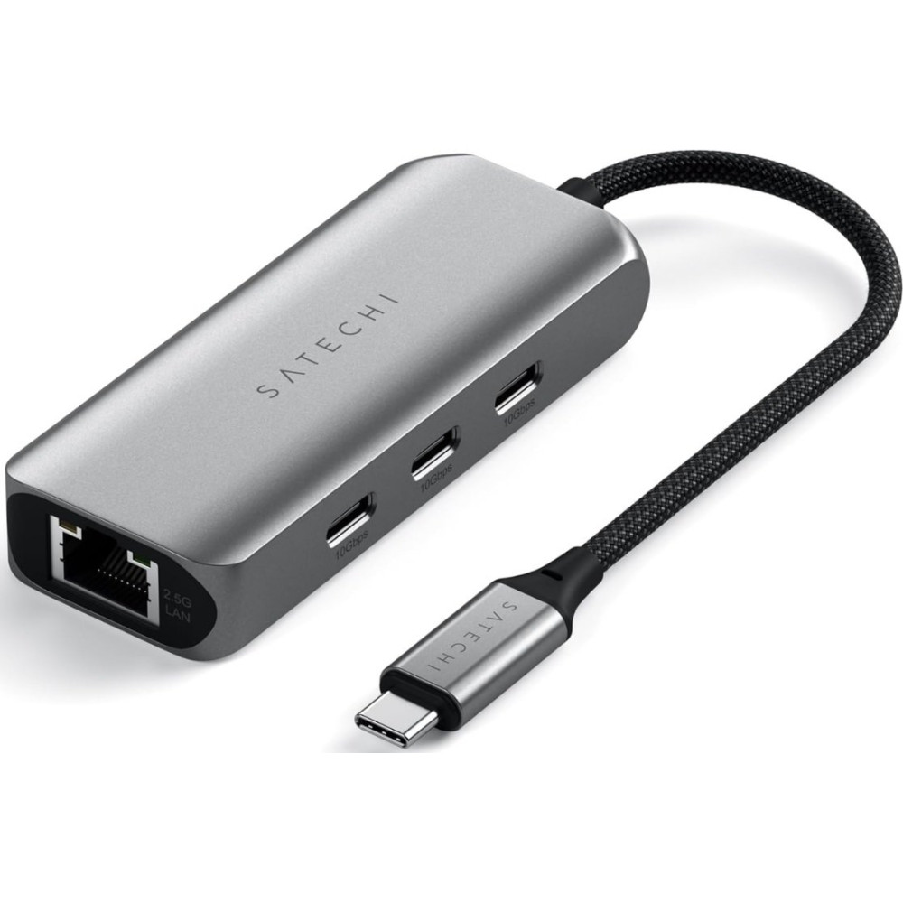 Αντάπτορας Satechi 4-In-1 USB-C Hub Type-C (male) σε 3 x Type-C 3.2 10 Gbps / 1 x Ethernet 2.5Gb - Space Gray (ST-H3C25EM)