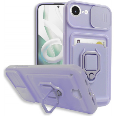 Θήκη iPhone 16e Bodycell Multifunction με Λουράκι Λαιμού / Κάλυμμα Κάμερας / Ring Holder & Υποδοχή Κάρτας - Purple (5206015081460)