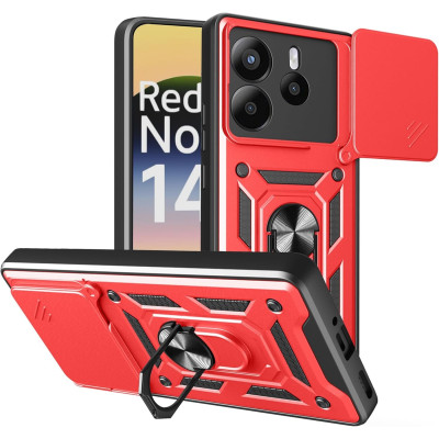 Θήκη Xiaomi Redmi Note 14 4G Bodycell Armor Slide Ανθεκτική με Κάλυμμα για την Κάμερα & Μεταλλικό Ring Holder - Red (5206015081040)