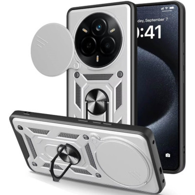 Θήκη Realme 14 Pro Plus Bodycell Armor Slide Ανθεκτική με Κάλυμμα για την Κάμερα & Μεταλλικό Ring Holder - Silver (5206015080814)