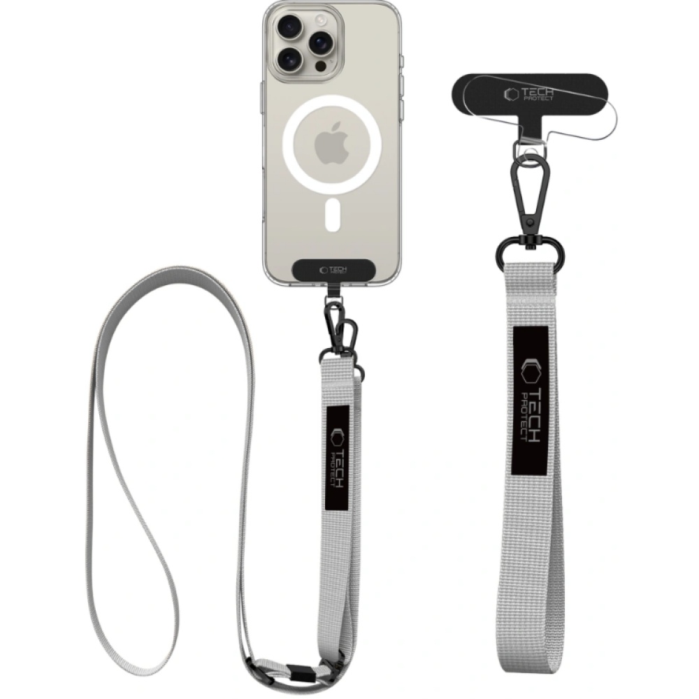 Λουράκι Χειρός & Λαιμού Tech-Protect C6S Rope Crossbody Αποσπώμενο για Θήκες Κινητών / Smartphones - Crayon Grey (5906302362882)