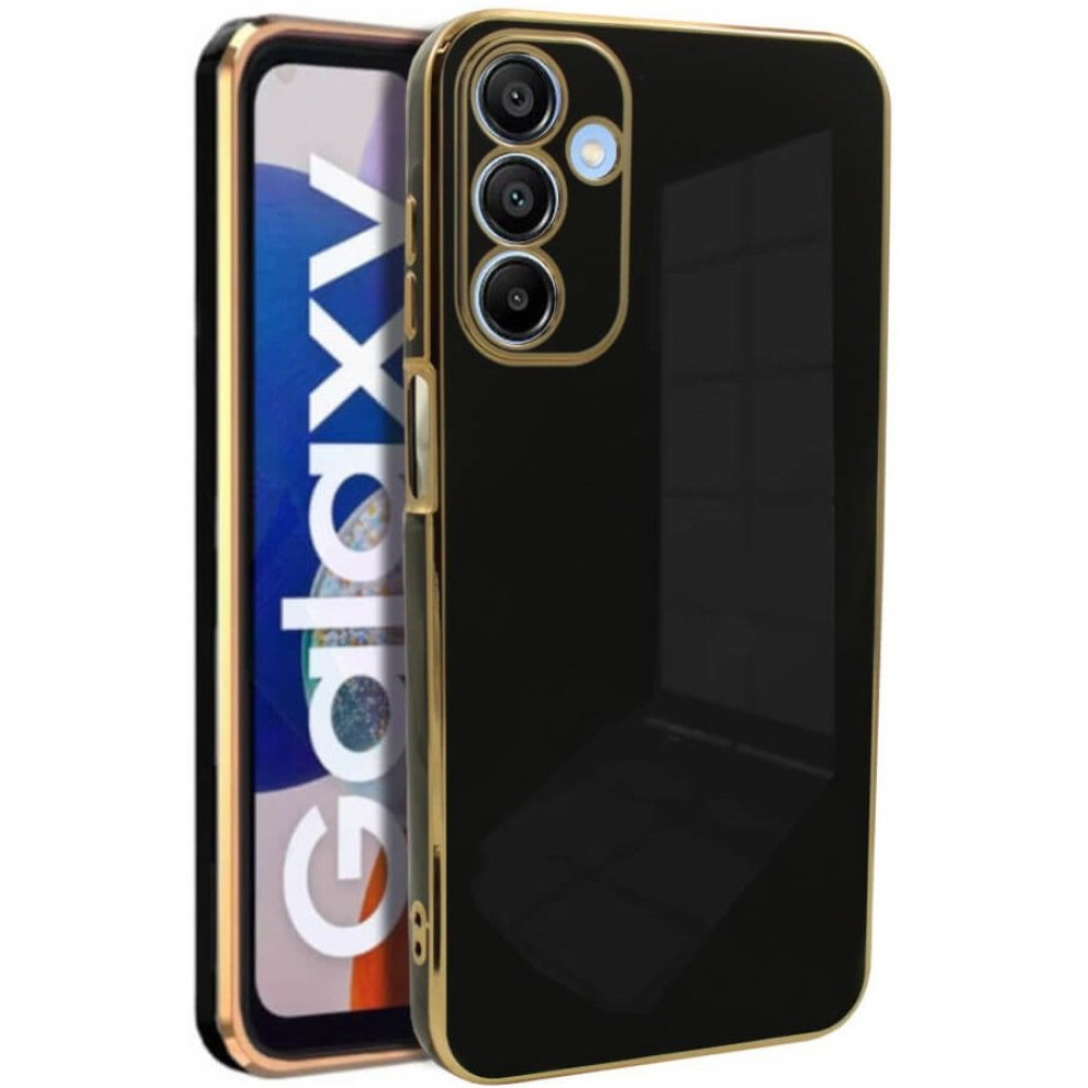 Θήκη Samsung Galaxy A15 Bodycell Gold Plated Σιλικόνης - Black (5206015081293)