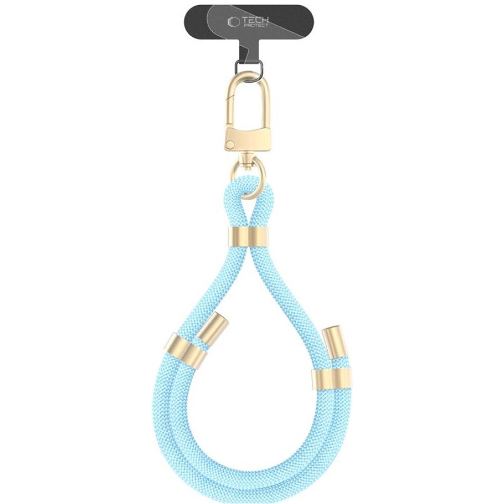Λουράκι Χειρός Tech-Protect C4S Rope Wrist Strap Αποσπώμενο για Θήκες Κινητών / Smartphones - Baby Blue / Gold (5906302312740)