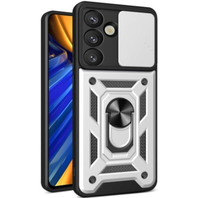 Θήκη Samsung Galaxy S25 Bodycell Armor Slide Ανθεκτική με Κάλυμμα για την Κάμερα & Μεταλλικό Ring Holder - Silver (5206015080968)