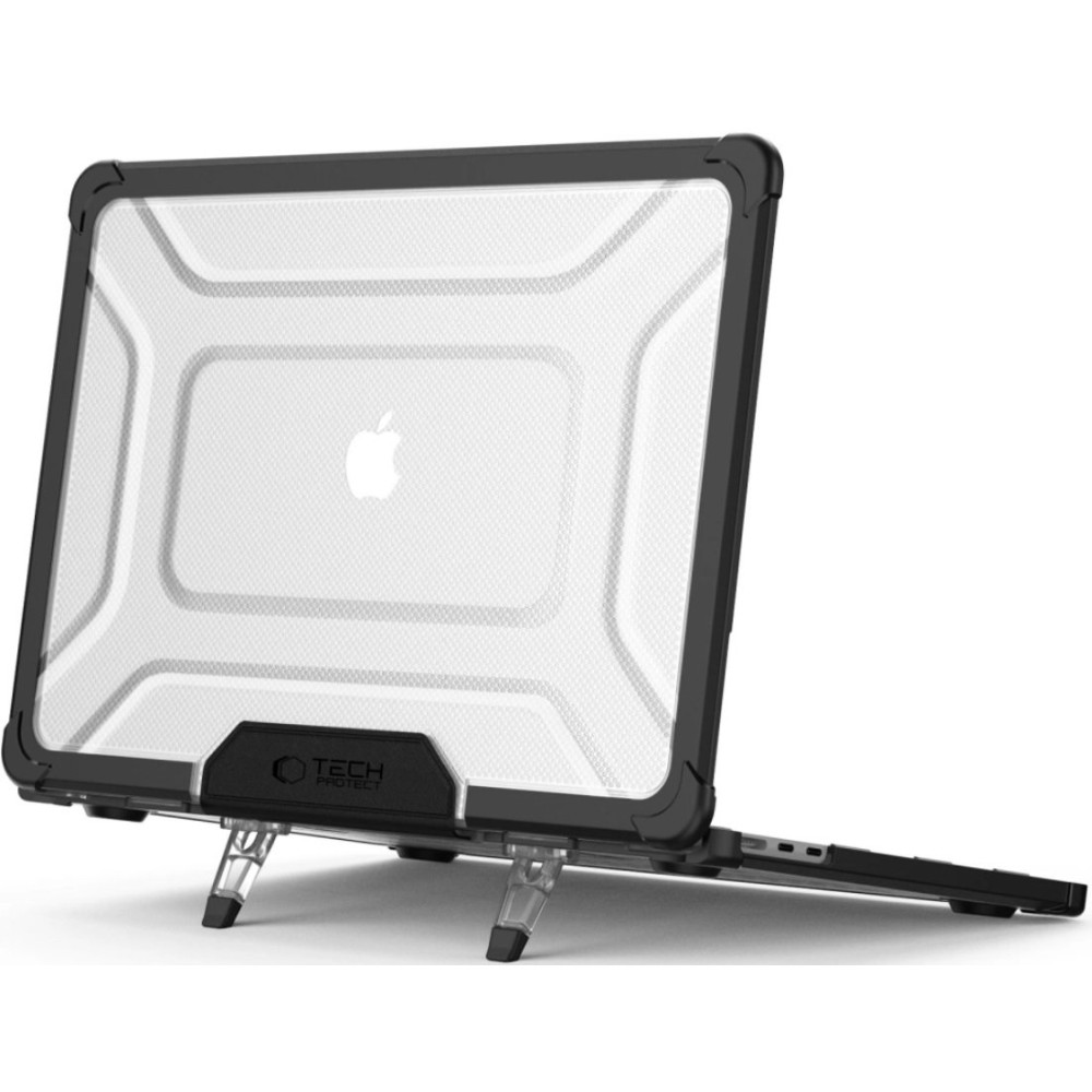 Θήκη MacBook Air 13" 2025 / 2024 /2022 Tech-Protect SmartShell Pro Ανθεκτική Σκληρή με KickStand - Black / Clear (5906302363551)