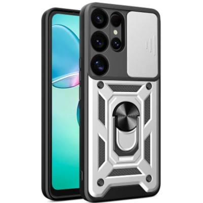 Θήκη Samsung Galaxy S25 Ultra Bodycell Armor Slide Ανθεκτική με Κάλυμμα για την Κάμερα & Μεταλλικό Ring Holder - Silver (5206015081026)