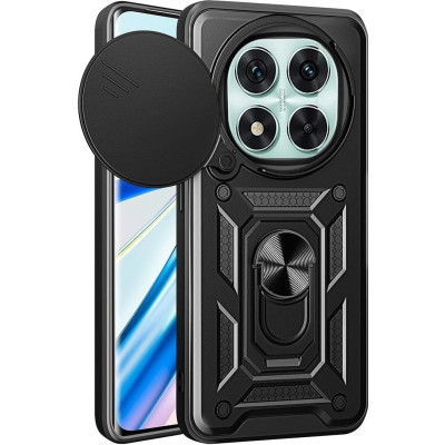 Θήκη Xiaomi Redmi Note 14 Pro 5G / Poco X7 Bodycell Armor Slide Ανθεκτική με Κάλυμμα για την Κάμερα & Μεταλλικό Ring Holder - Black (5206015081125)