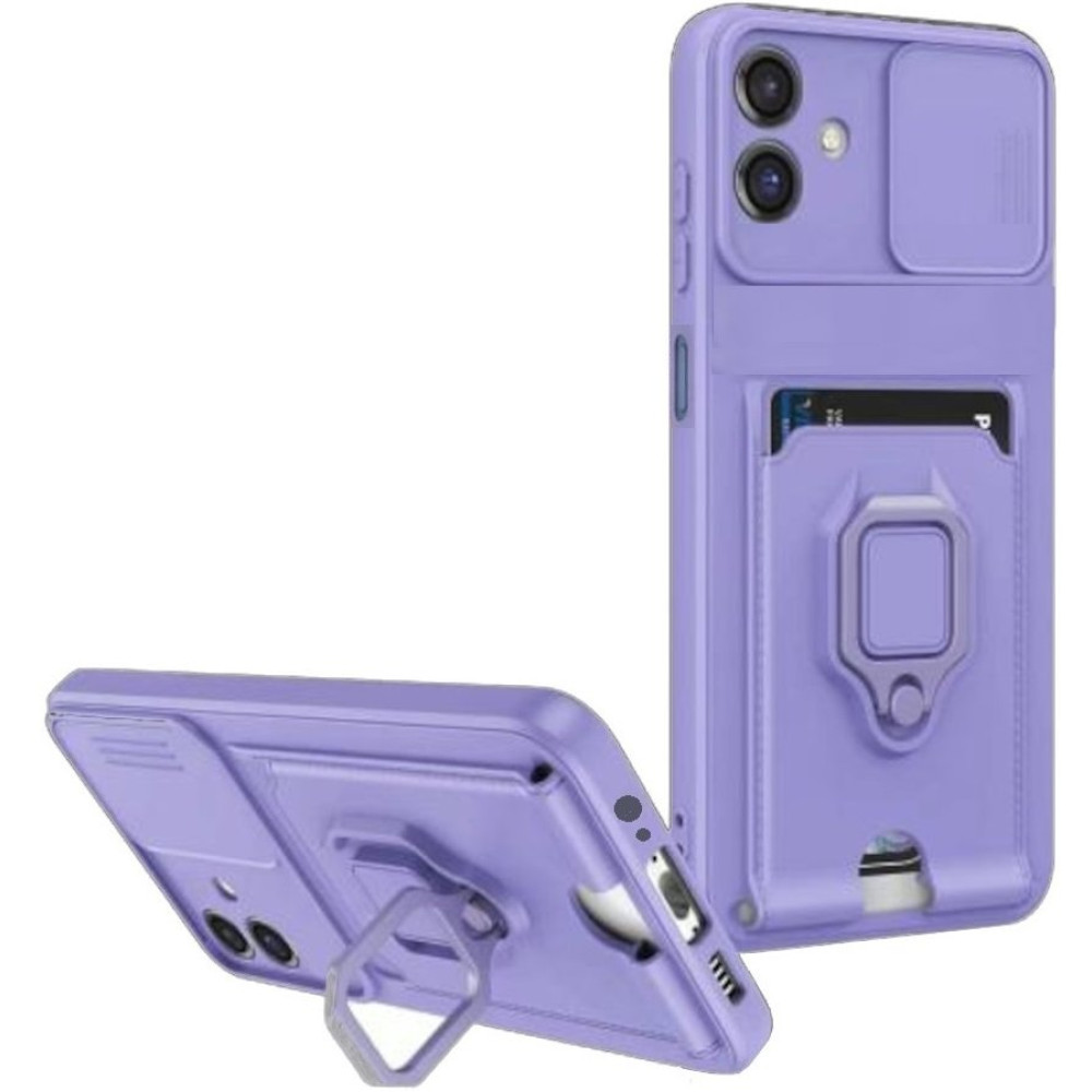 Θήκη Samsung Galaxy A06 Bodycell Multifunction με Λουράκι Λαιμού / Κάλυμμα Κάμερας / Ring Holder & Υποδοχή Κάρτας - Purple (5206015081491)