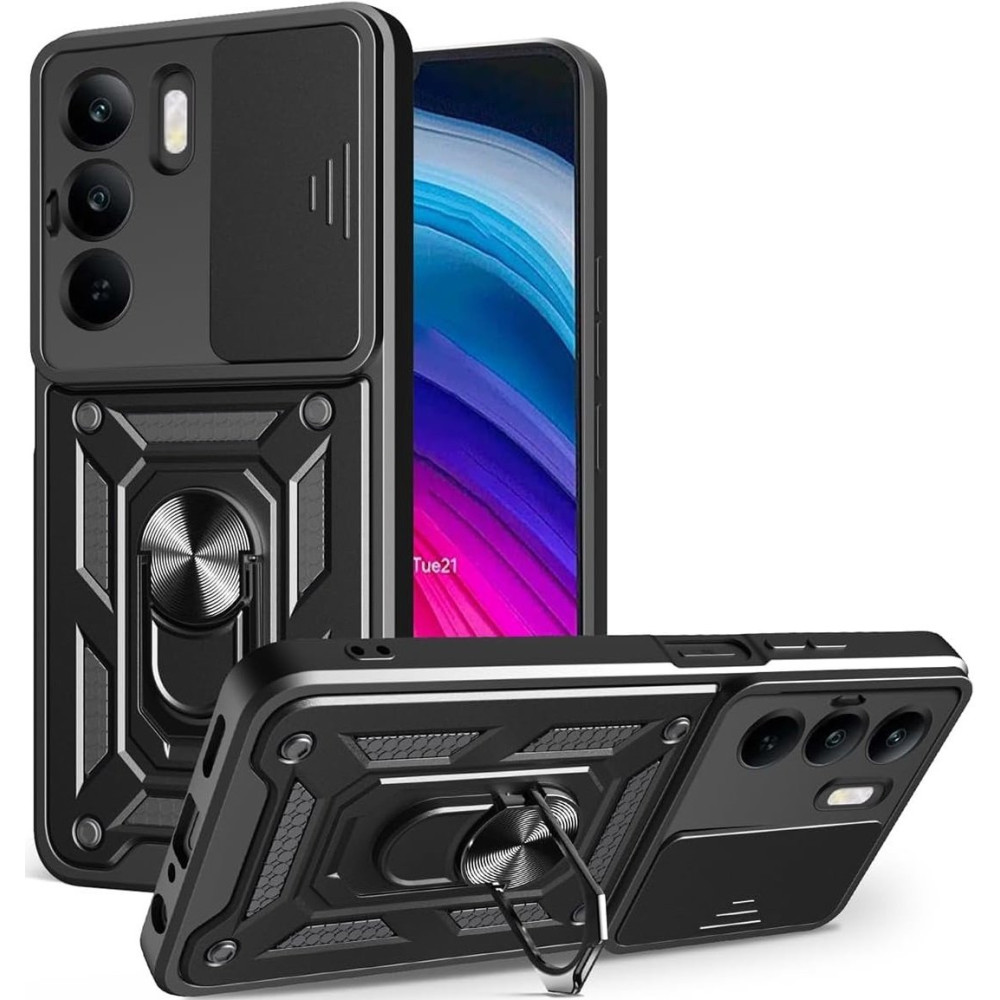 Θήκη Realme C75 Bodycell Armor Slide Ανθεκτική με Κάλυμμα για την Κάμερα & Μεταλλικό Ring Holder - Black (5206015080821)