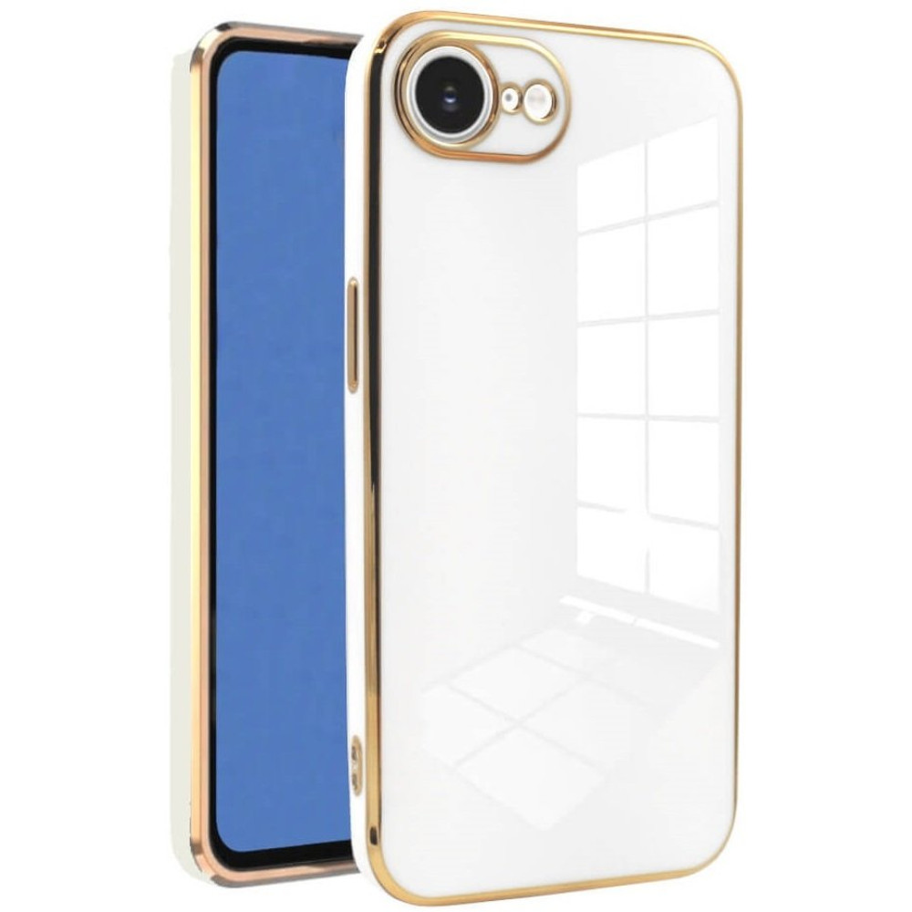 Θήκη iPhone 16e Bodycell Gold Plated Σιλικόνης - White (5206015081248)
