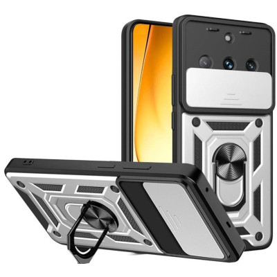 Θήκη Realme 11 Pro / 11 Pro Plus Bodycell Armor Slide Ανθεκτική με Κάλυμμα για την Κάμερα & Μεταλλικό Ring Holder - Silver (5206015074691)