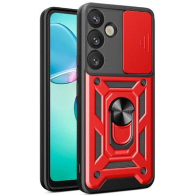 Θήκη Samsung Galaxy S25 Plus Bodycell Armor Slide Ανθεκτική με Κάλυμμα για την Κάμερα & Μεταλλικό Ring Holder - Red (5206015080982)