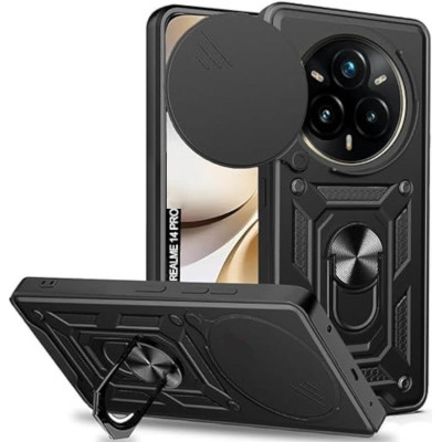 Θήκη Realme 14 Pro Bodycell Armor Slide Ανθεκτική με Κάλυμμα για την Κάμερα & Μεταλλικό Ring Holder - Black (5206015080258)