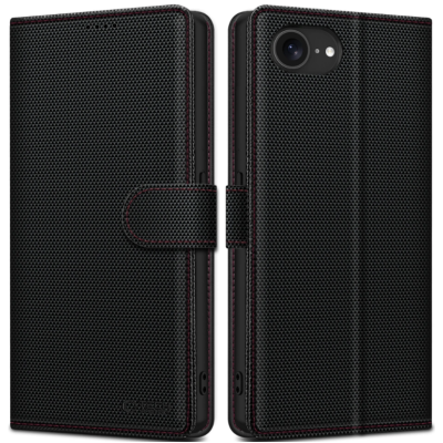 Θήκη iPhone 16e Tech-Protect Wallet RS Πορτοφόλι από Οικολογικό Δέρμα - Black / Red (5906302362622)