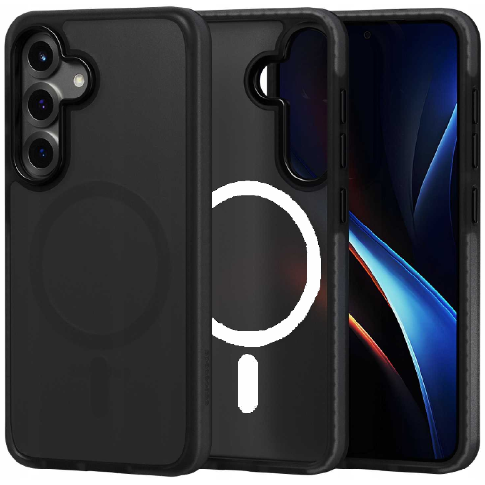 Θήκη Samsung Galaxy S25 Spacecase Hybrid Fusion Mag Ημιδιάφανη Σκληρή με MagSafe - Black (5905719114244)