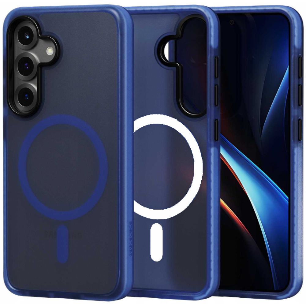 Θήκη Samsung Galaxy S25 Spacecase Hybrid Fusion Mag Ημιδιάφανη Σκληρή με MagSafe - Blue (5905719114251)