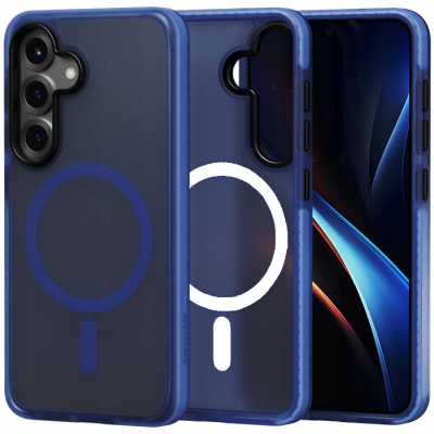 Θήκη Samsung Galaxy S25 Spacecase Hybrid Fusion Mag Ημιδιάφανη Σκληρή με MagSafe - Blue (5905719114251)