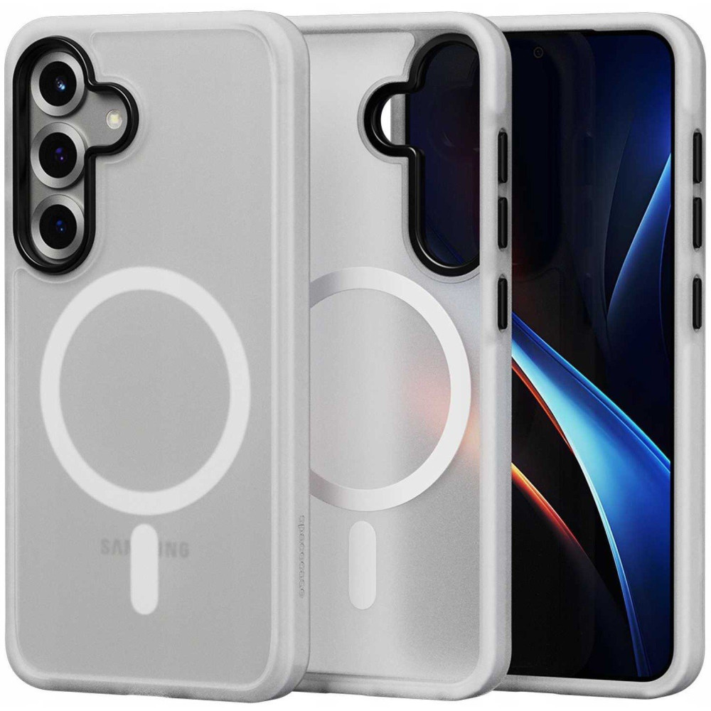 Θήκη Samsung Galaxy S25 Spacecase Hybrid Fusion Mag Ημιδιάφανη Σκληρή με MagSafe - Frost Clear (5905719114275)
