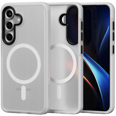 Θήκη Samsung Galaxy S25 Spacecase Hybrid Fusion Mag Ημιδιάφανη Σκληρή με MagSafe - Frost Clear (5905719114275)