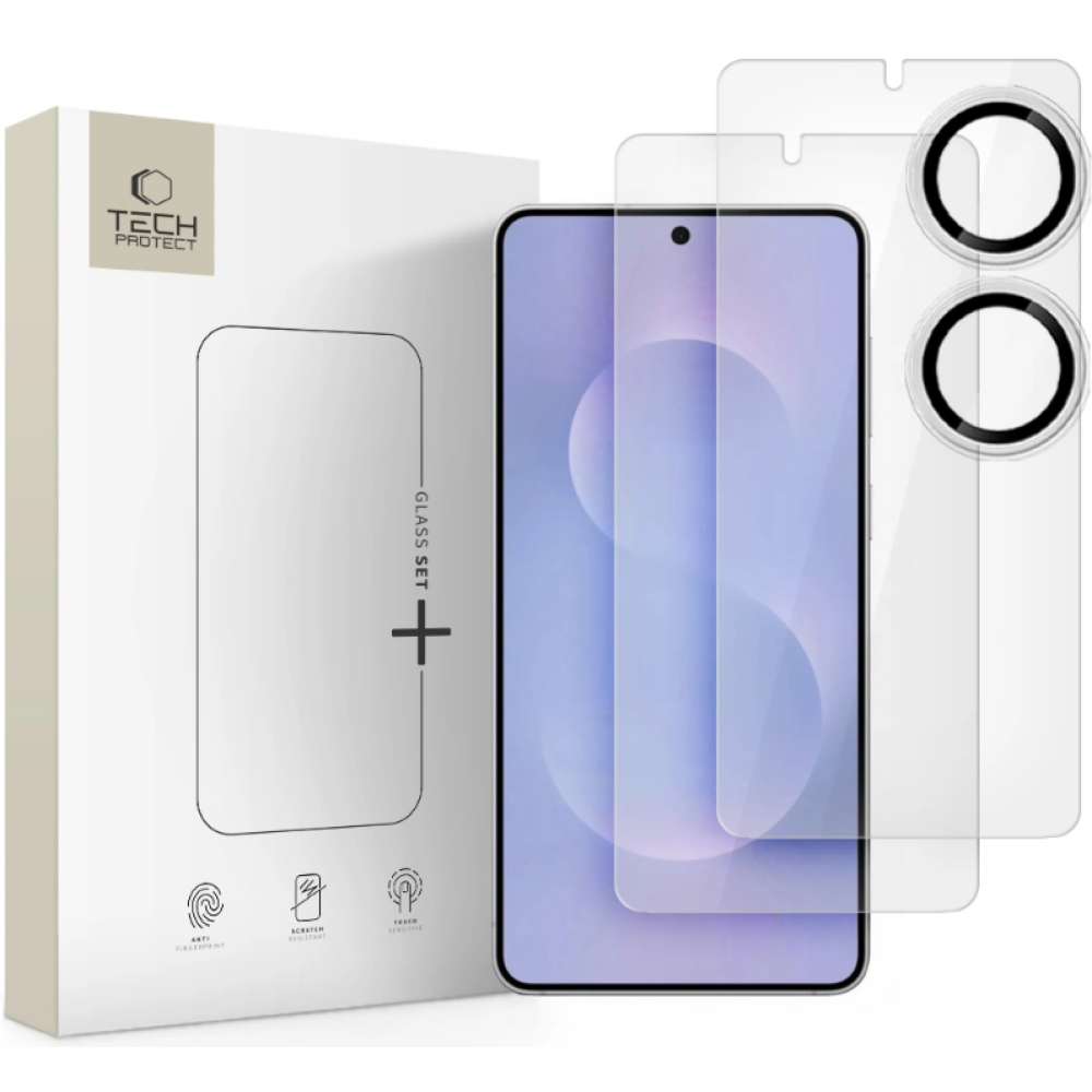 Tempered Glass Samsung Galaxy S25 Edge Tech-Protect Glass Set+ με 2 x Αντιχαρακτικά Γυαλιά Προστασίας Οθόνης και 1 x Κάμερας - Clear (5906302368204)
