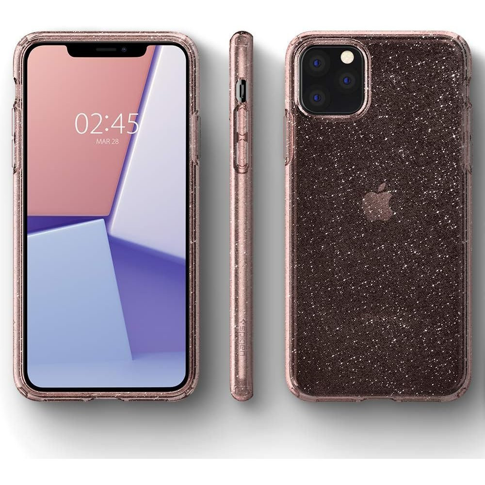 Θήκη iPhone 11 Pro Max Spigen Liquid Crystal Glitter Σιλικόνης - Rose Quartz (075CS27132)