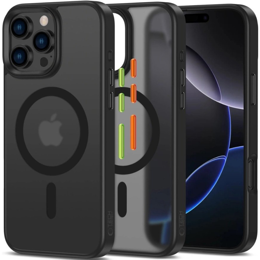 Θήκη iPhone 16 Pro Max Tech-Protect MagMat XT 3-Set Ημιδιάφανη με MagSafe & 3 Εναλλάξιμα Καλύμματα Κουμπιών - Matte Black (5906302368143)