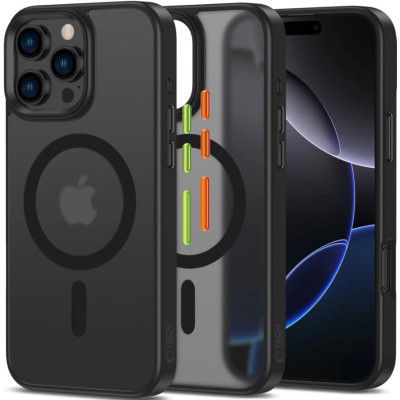 Θήκη iPhone 16 Pro Max Tech-Protect MagMat XT 3-Set Ημιδιάφανη με MagSafe & 3 Εναλλάξιμα Καλύμματα Κουμπιών - Matte Black (5906302368143)