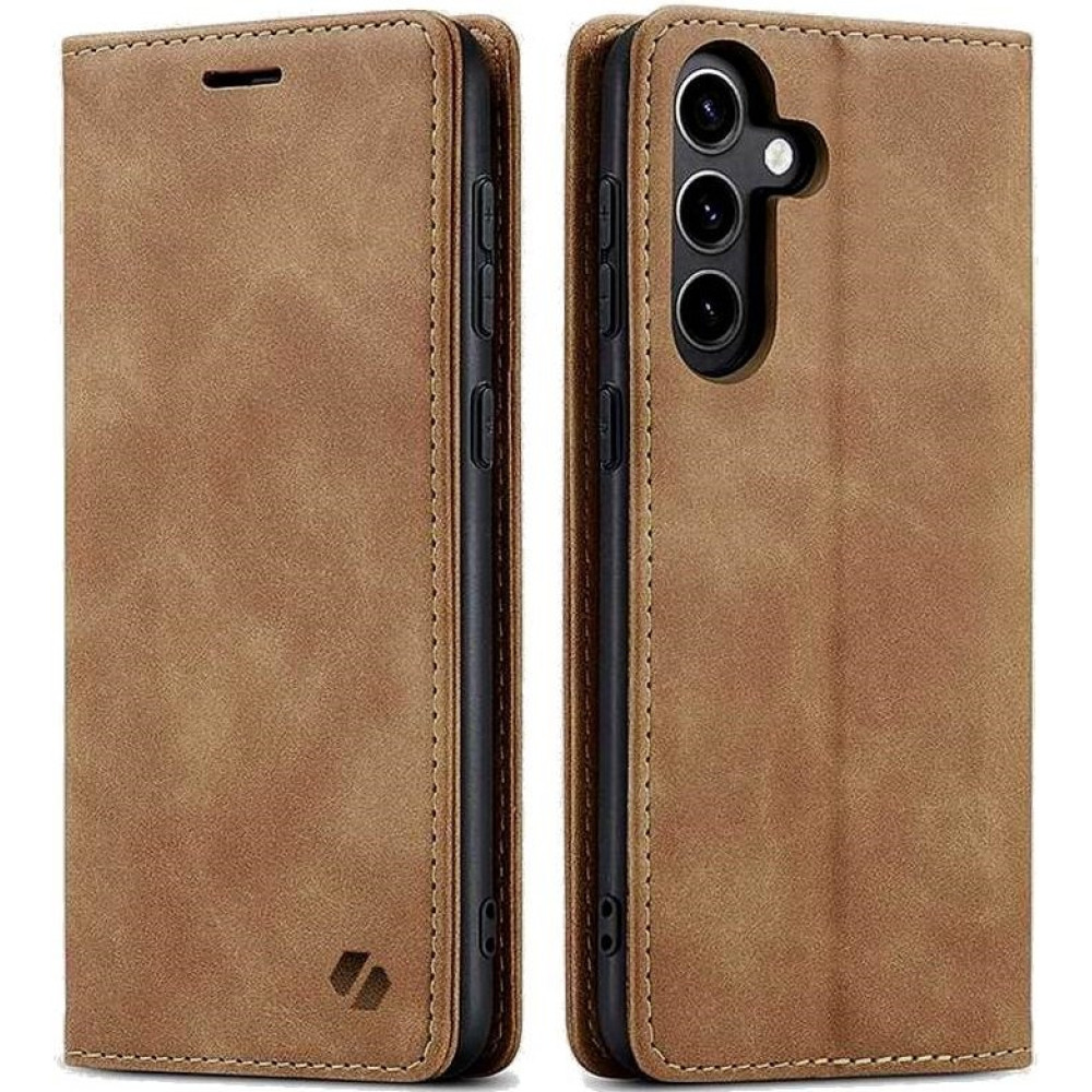 Θήκη Samsung Galaxy S25 Spacecase Wallet Πορτοφόλι - Light Brown (5905719114626)
