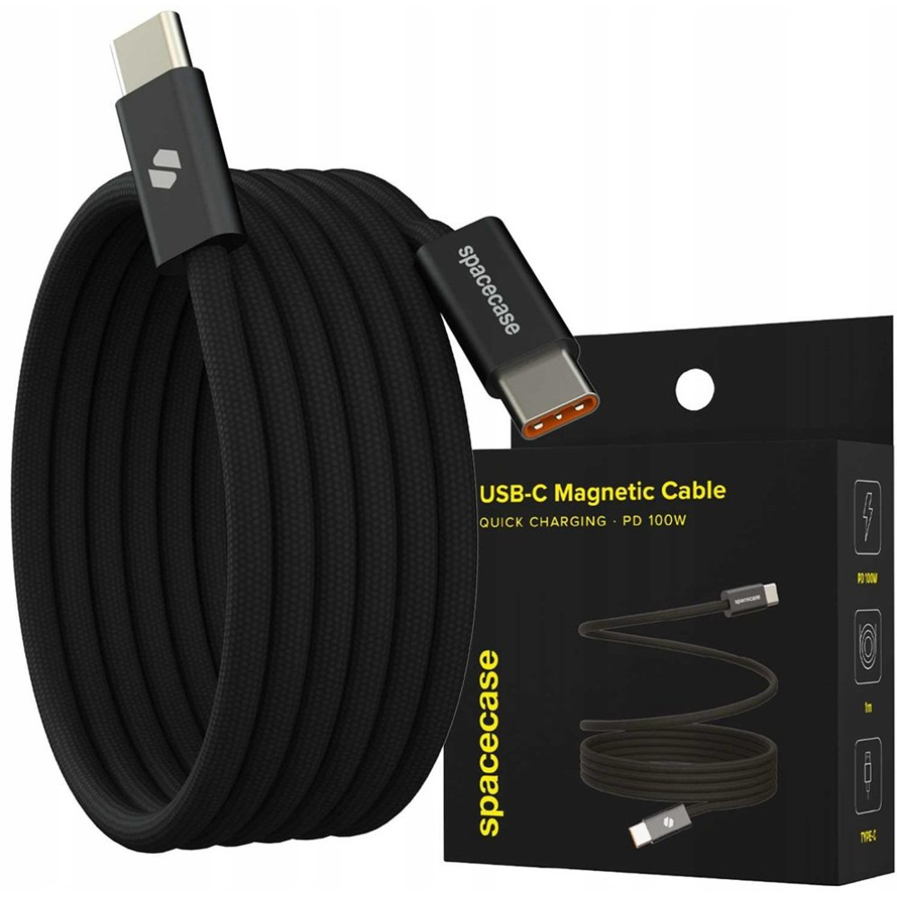 Καλώδιο Type-C Spacecase CL06 Magnetic σε Type-C Μαγνητικό για Φόρτιση & Μεταφορά Δεδομένων 100cm 100W - Black (5905719119027)